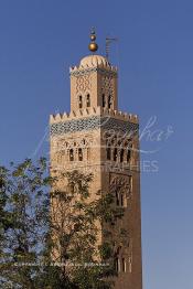 Image du Maroc Professionnelle de  Le minaret de la Koutoubia, l’emblème de Marrakech, la ville rouge, le 25  Janvier 2002. Erigé en pierre de taille son édification fut décidée en 1158 par le sultan Almohade Abdel Moumen aussitôt après sa conquête de Marrakech.  (Photo / Abdeljalil Bounhar)